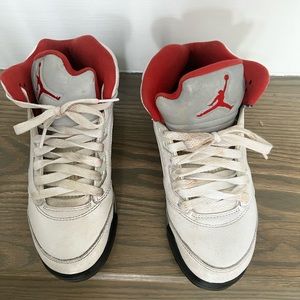 Nike Air Jordon 5 Retro Fire Red Silver Tongue